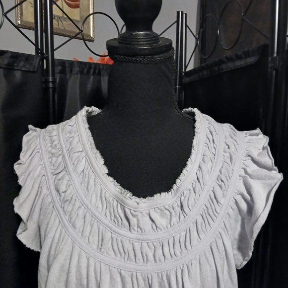 We The Free Soft Blue Ruffle Blouse Women's Size XS Cottage Core Coquette - Picture 3 of 8